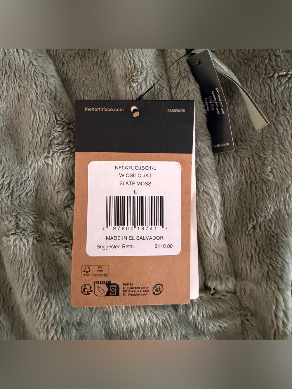 The North Face Women's Osito Jacket - Moss Large New with Tags - Picture 9 of 9